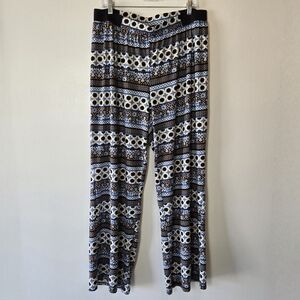 Donna Moore Abstract Printed Stripe Stretchy Wide Leg Pull On Pants Plus Size 1X